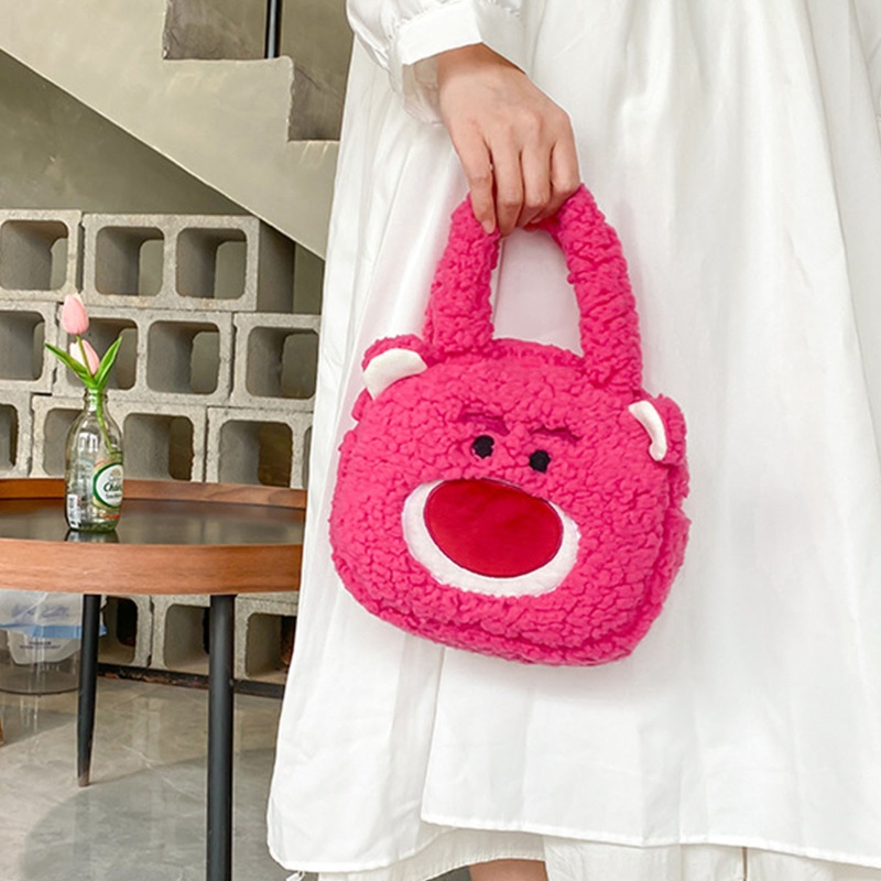 Túi Tote Đeo Vai Hình Gấu / Dâu Tây Nhồi Bông Dễ Thương Thời Trang Cắm Trại