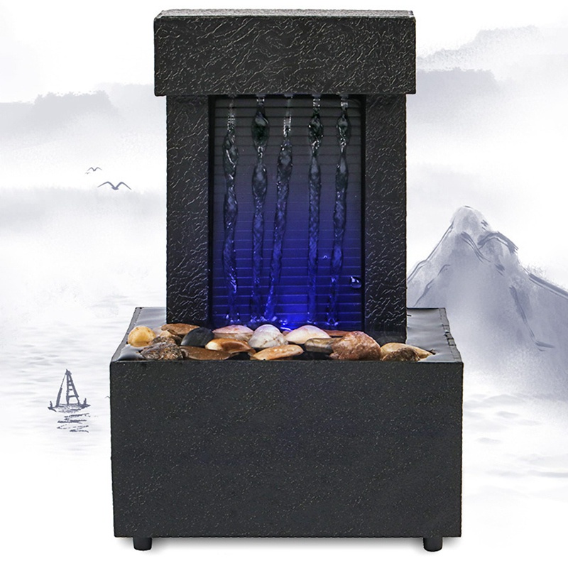 Pebble Meditation Belt LED Lighting Soothing Desktop Fountain, Indoor Waterfall Miniature Life