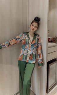 PIJAMA LỤA PHỐI HOẠ TIẾT CAO CẤP