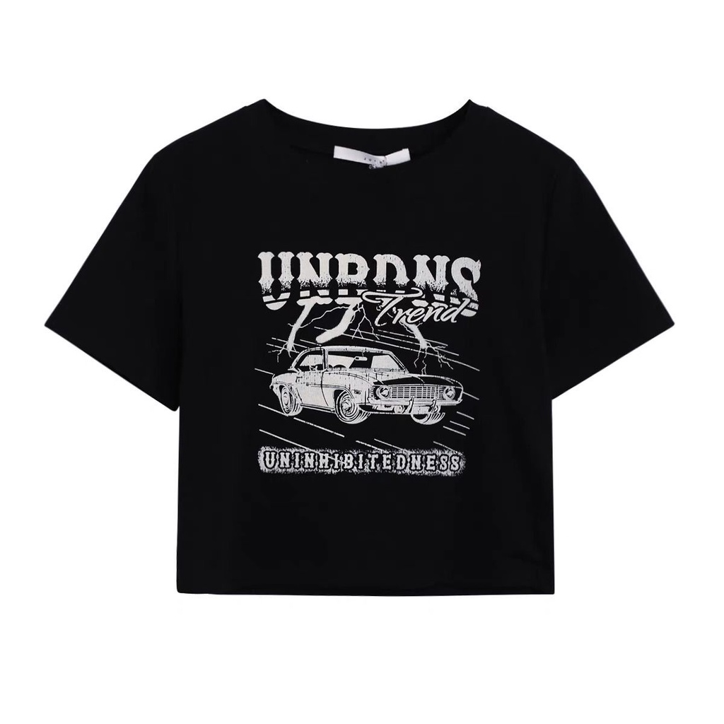 ❖Áo Thun Ngắn Lưng Cao Dáng Ôm Dễ Phối Đồ Thời Trang Cho Nữ