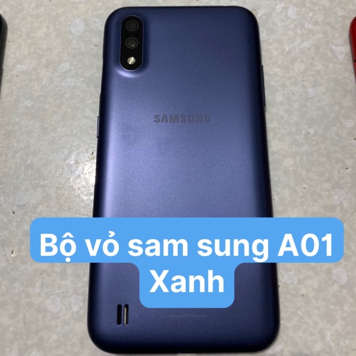 Bộ xương vỏ samsung A01 ( Gồm lưng, sườn, phím, kính camera )