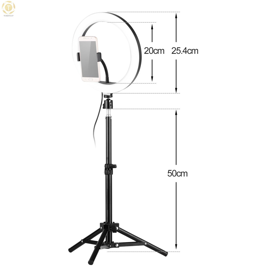 Bộ đèn LED tròn chụp ảnh/ghi hình trực tiếp 10 inch hai màu 3000-6000K có thể điều chỉnh độ sáng với giá đỡ ba chân