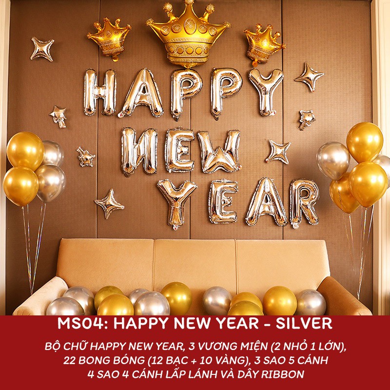 Bóng Nhôm Chữ Happy New Year, Set Chữ Happy New Year Chúc Mừng Năm Mới Trang Trí Các Buổi Tiệc Đón Giao Thừa