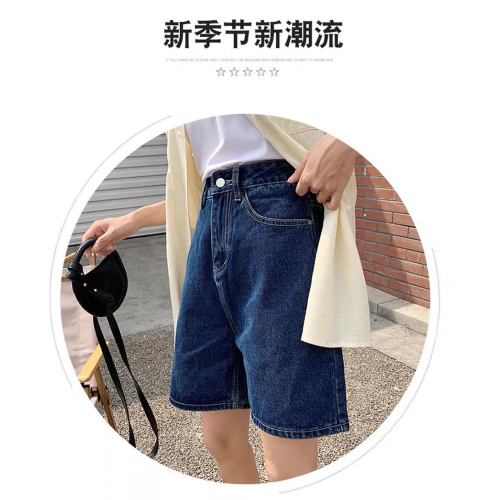 Quần Short Denim Lưng Cao Ống Rộng Thời Trang Mùa Hè Phong Cách Mới Cho Nữ