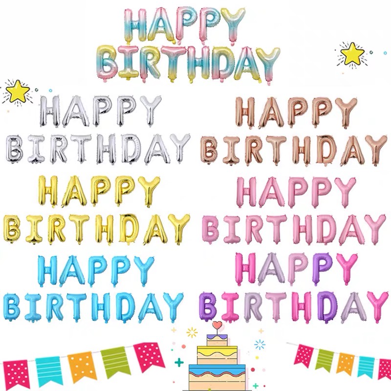 Bóng chữ Happy Birthday trang trí sinh nhật bé trai bé gái người lớn HAPPYKID BCHPBD