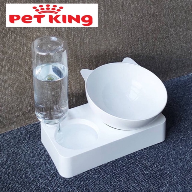 Combo Bát Ăn Chống Gù Đầu Mèo và Bình Nước cho Thú Cưng