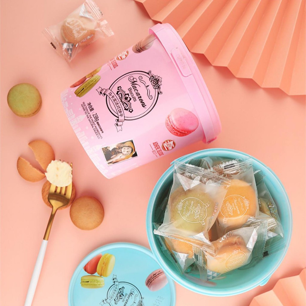  hàng trong kho Bán sỉ giá  đặc  biệtKẹo xô trà sữa trân châu / bánh macaron 2 vị hiệu BX 238g - Đài Loan[good time]