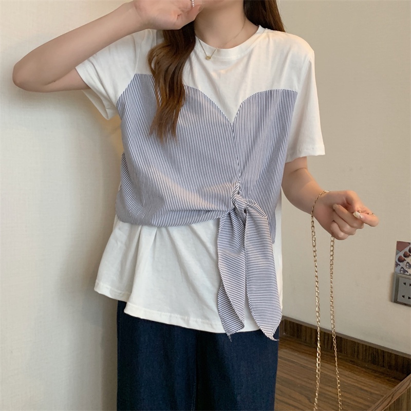 SUXI Áo Sơ Mi Tay Ngắn Dáng Rộng Thiết Kế Thắt Nơ Thời Trang Mùa Hè Mới Cho Nữ