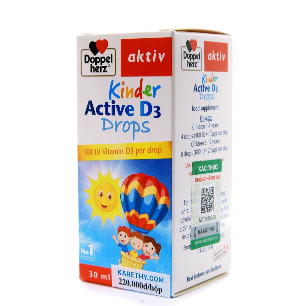 Doppelherz Kinder Active D3 Drop - Siro bổ sung Vitamin D3, tăng đề kháng cho trẻDoppelherz (Chai 30ml) Nhập khẩu Đức