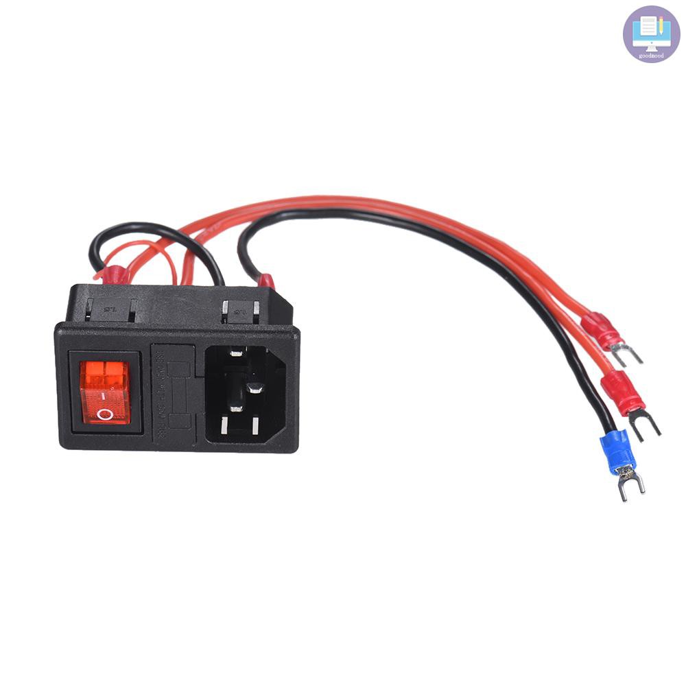 G&M 220V/110V 15A Power Supply Switch Male Socket with Fuse for 3D Printer DIY