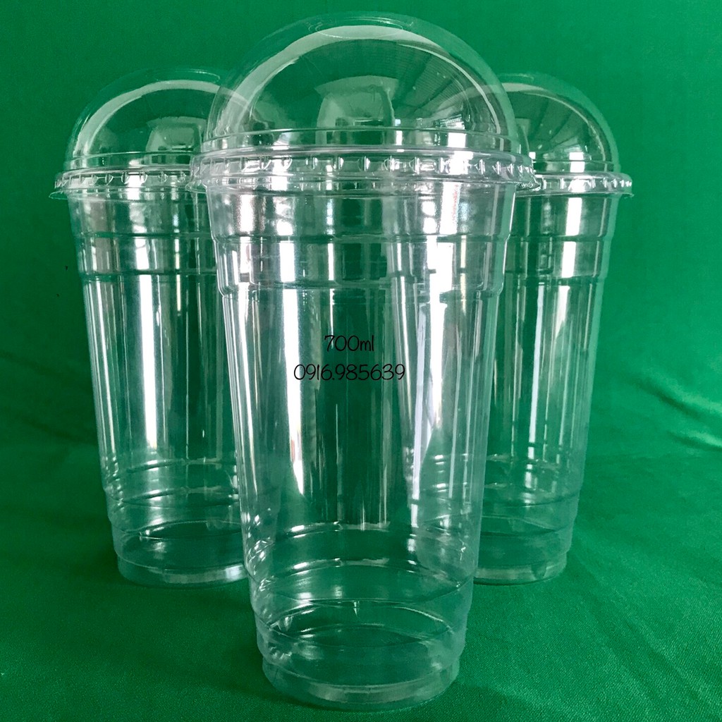 (100 CÁI) LY NHỰA PET 700ml CÓ NẮP CẦU
