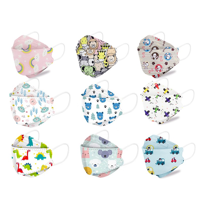 10pcs KN95cho bé 4-12 years old children face mask disposable cartoon pattern 3D baby fish mask with four layers of protection | BigBuy360 - bigbuy360.vn