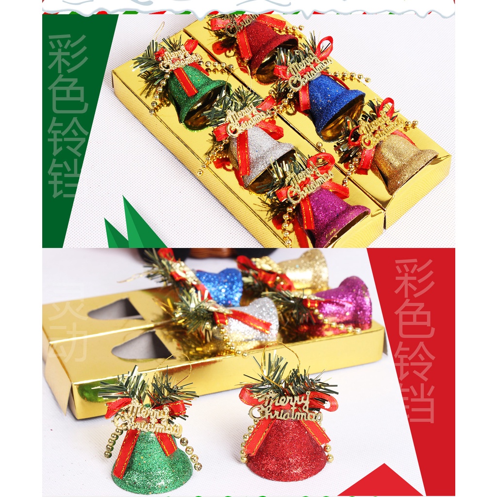 Set 6 Chuông Nhựa Trang Trí Giáng Sinh 5cm