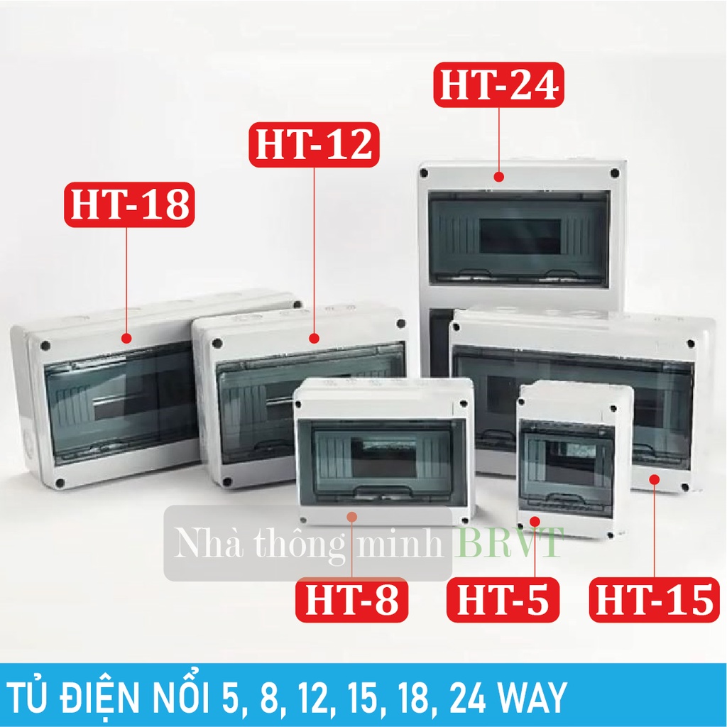 Tủ điện 5 WAY, 8 WAY, 12 WAY, 15 WAY, 18 WAY, 24 WAY chống nước, chống bụi - Tủ điện lắp nổi, Tủ điện nhựa