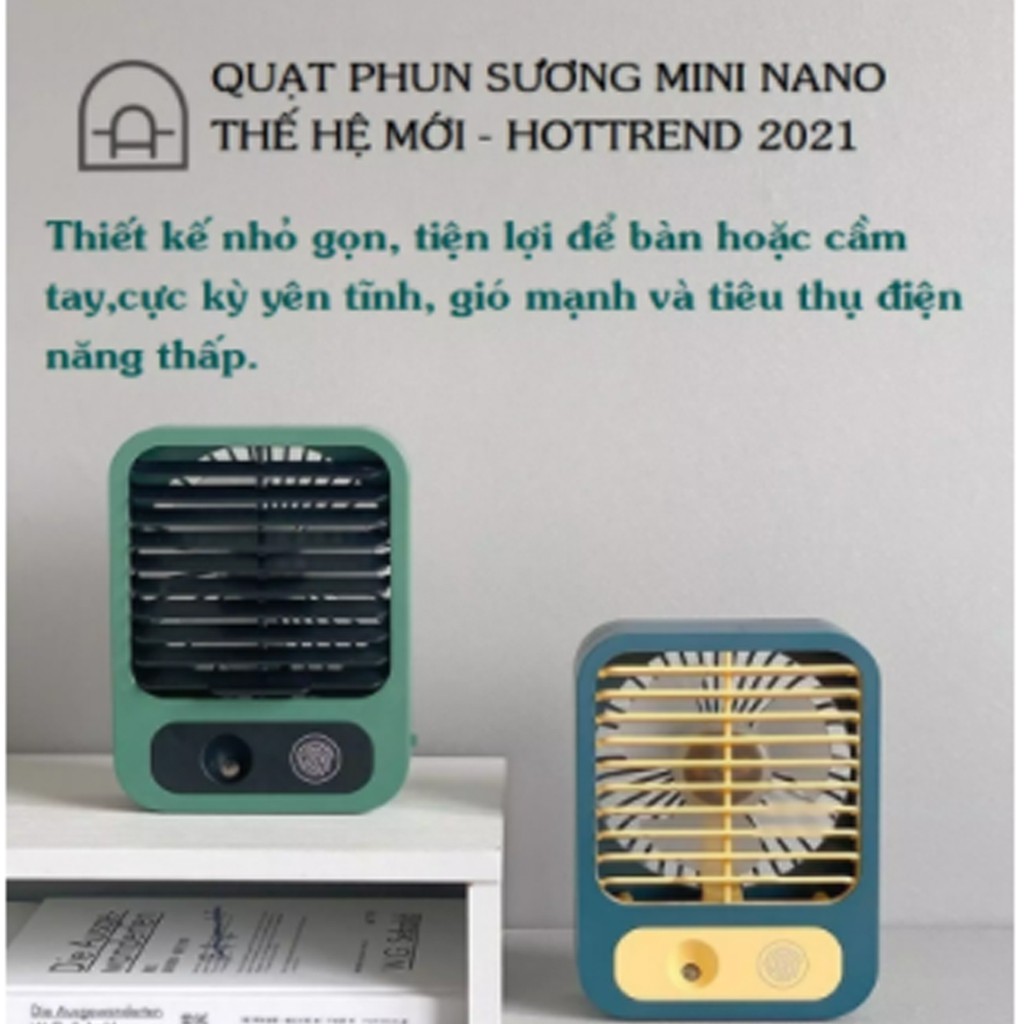 Quạt Tích Điện Phun Sương, phun tinh dầu Để Bàn Cần Tay 3 Chế Độ Mát Làm Lạnh Hơi Nước Cao Cấp F893