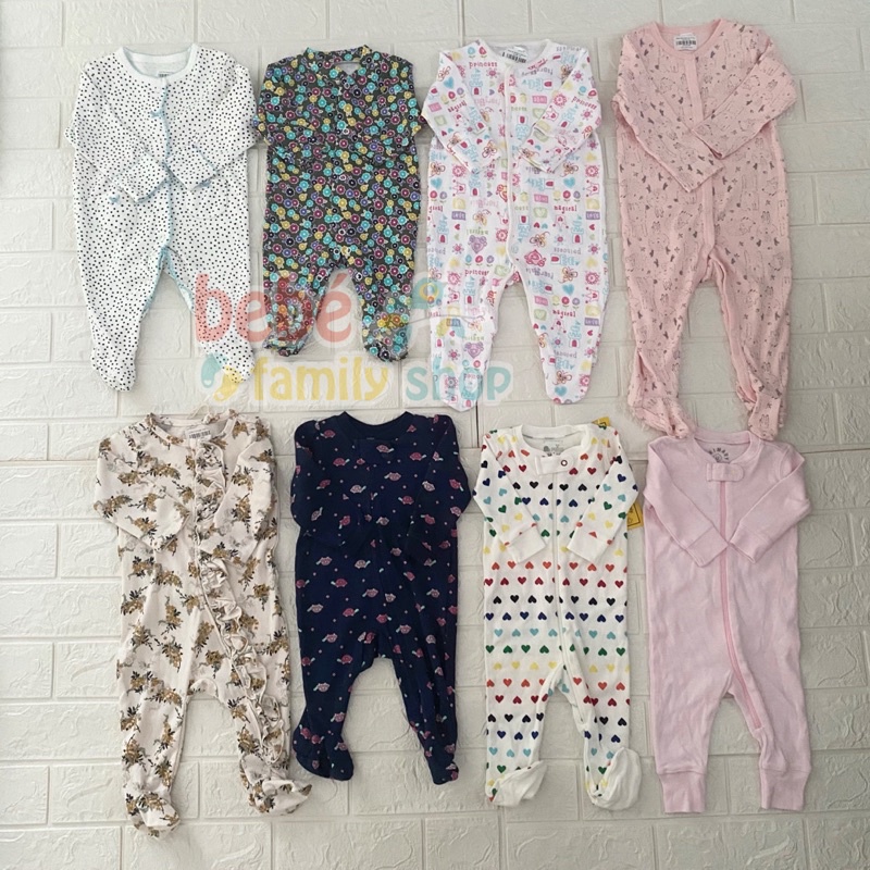 Set 2 Body liền thân cho bé trai, bé gái/ Sleepsuit Carters Next xuất dư/ body dài tay cho bé sơ sinh đến 2 tuổi