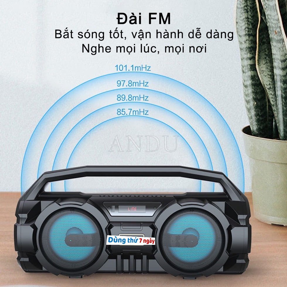 Loa blt blutooth xách tay kẹo kéo GrownTech KM S1 dung lượng pin lớn bass mạnh tặng kèm micro karaoke bảo hành 2nam