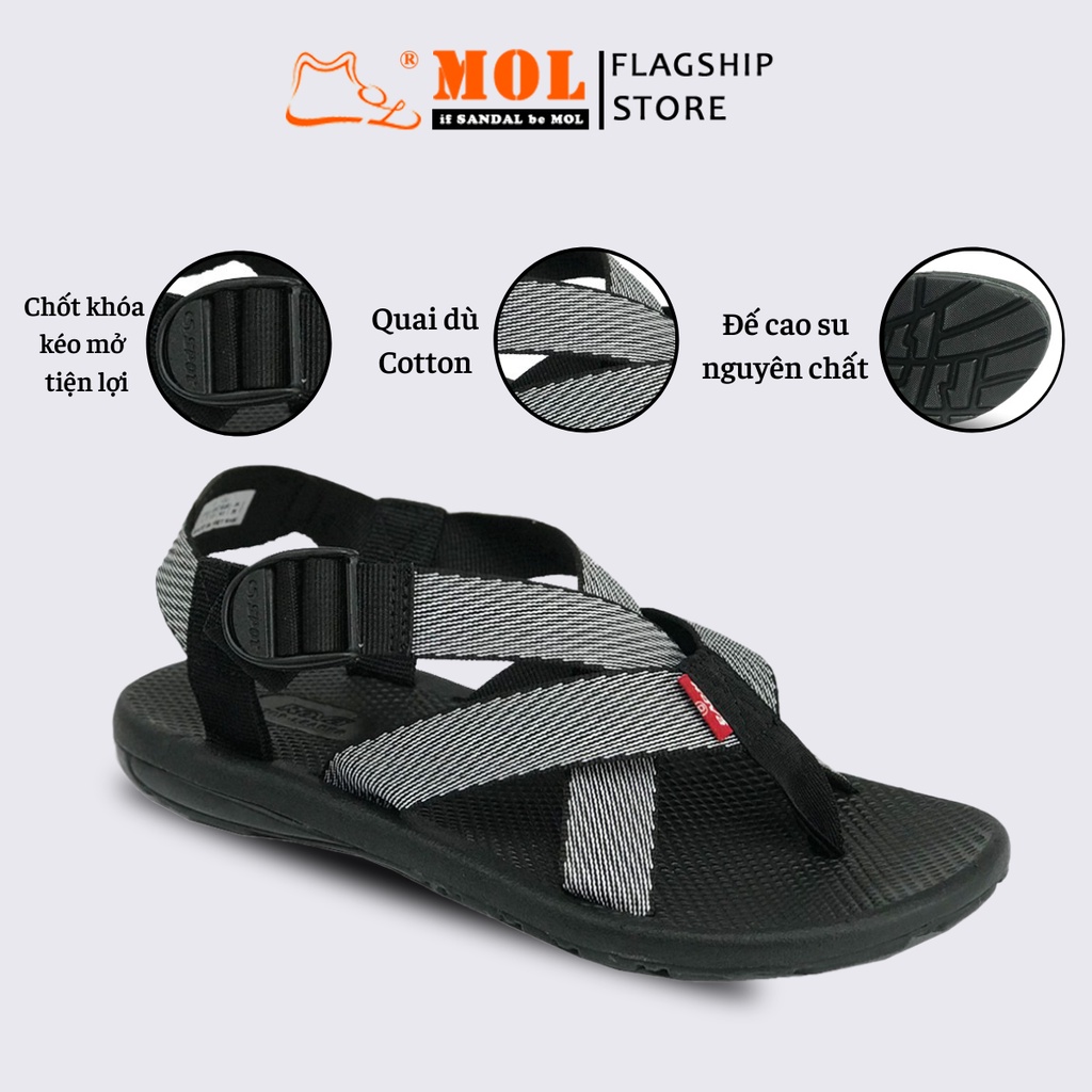 Giày Sandal Nam Hiệu Rova Siêu Bền Quai Chéo Đế Cao Su Quai Dù Đi Học Đi Làm Đi du Lịch Màu Xám Mã RV133