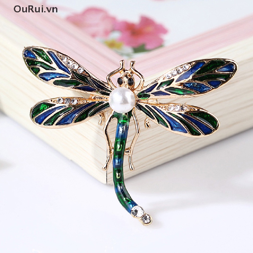 Ghim Cài Áo Hình Chuồn Chuồn Đính Đá Pha Lê Nhân Tạo Thời Trang