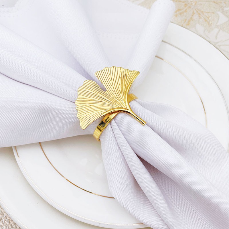 yoo 6pcs Ginkgo Leaves Napkin Ring Buckle Holders for Wedding Party Mother’s Day Dinner Table Decoration