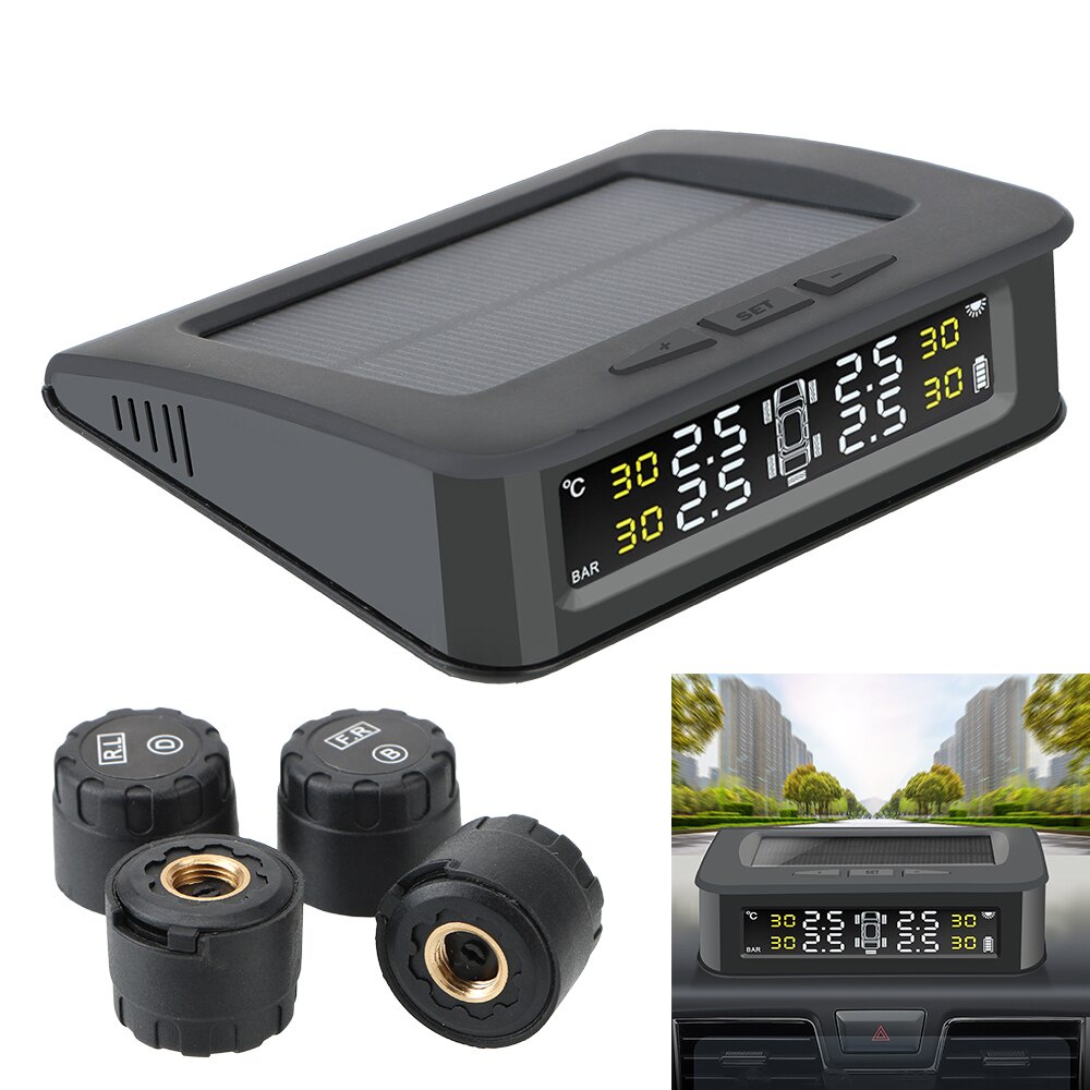Hệ Thống Cảnh Báo Áp Suất Lốp Xe Hơi 5 Bánh Xe Cảm Biến Ngoài Chống Nước Chạy Năng Lượng Mặt Trời