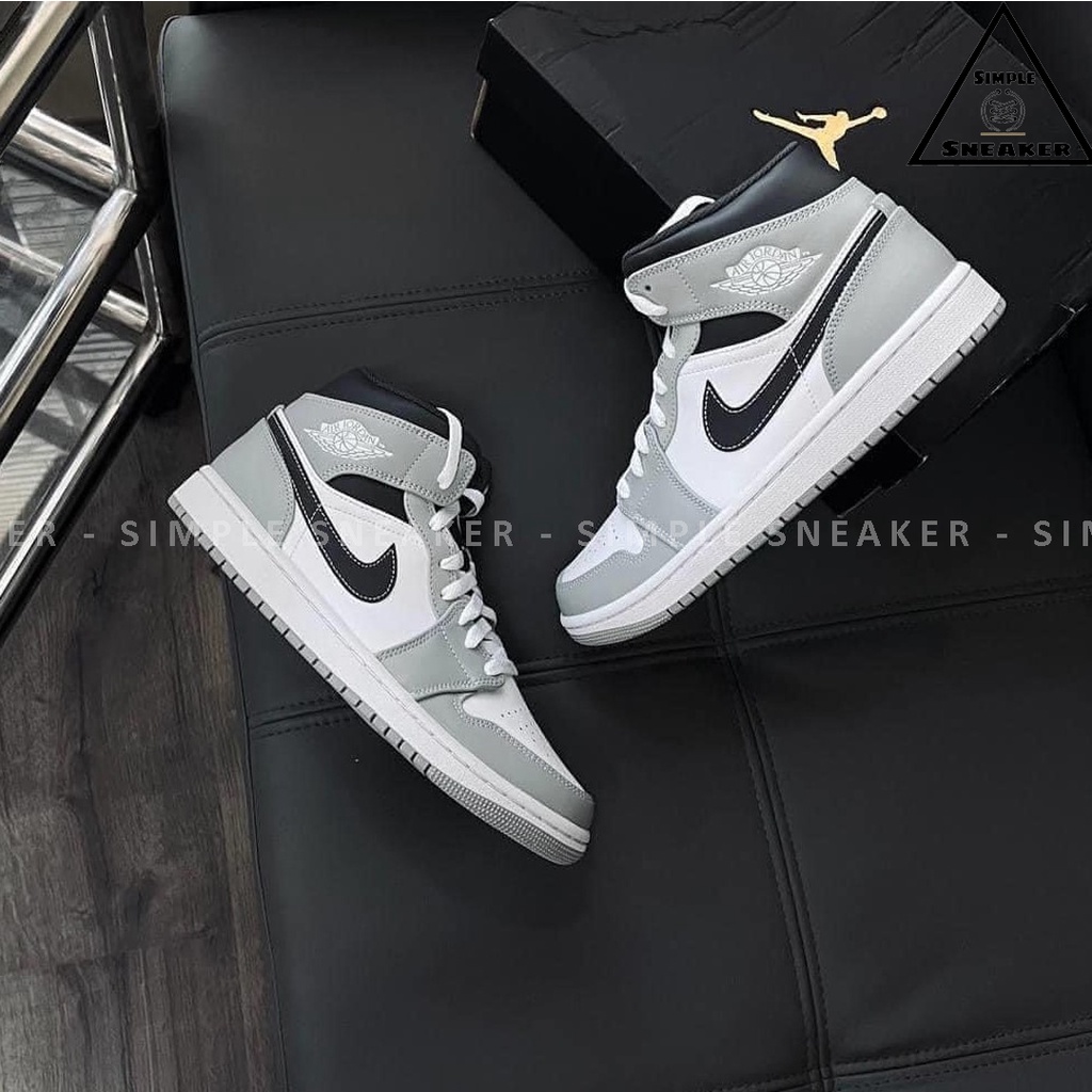 Giày Nike Jordan 1 Mid Light Smoke Grey Chính Hãng💙SIMPLE SNEAKER💙Jordan 1 Smoke Grey Giày Thể Thao Unisex