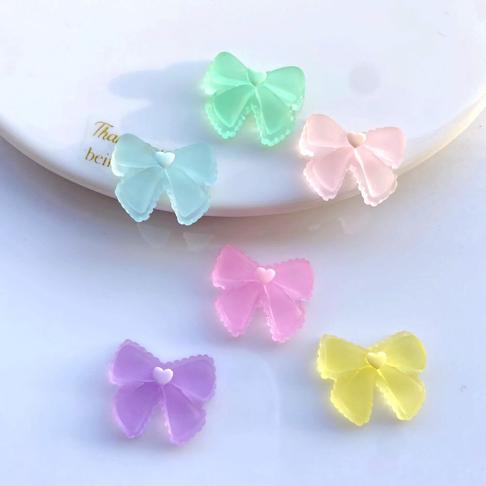 Set 10 Dây Cột Tóc Đính Nơ Nhựa Xinh Xắn