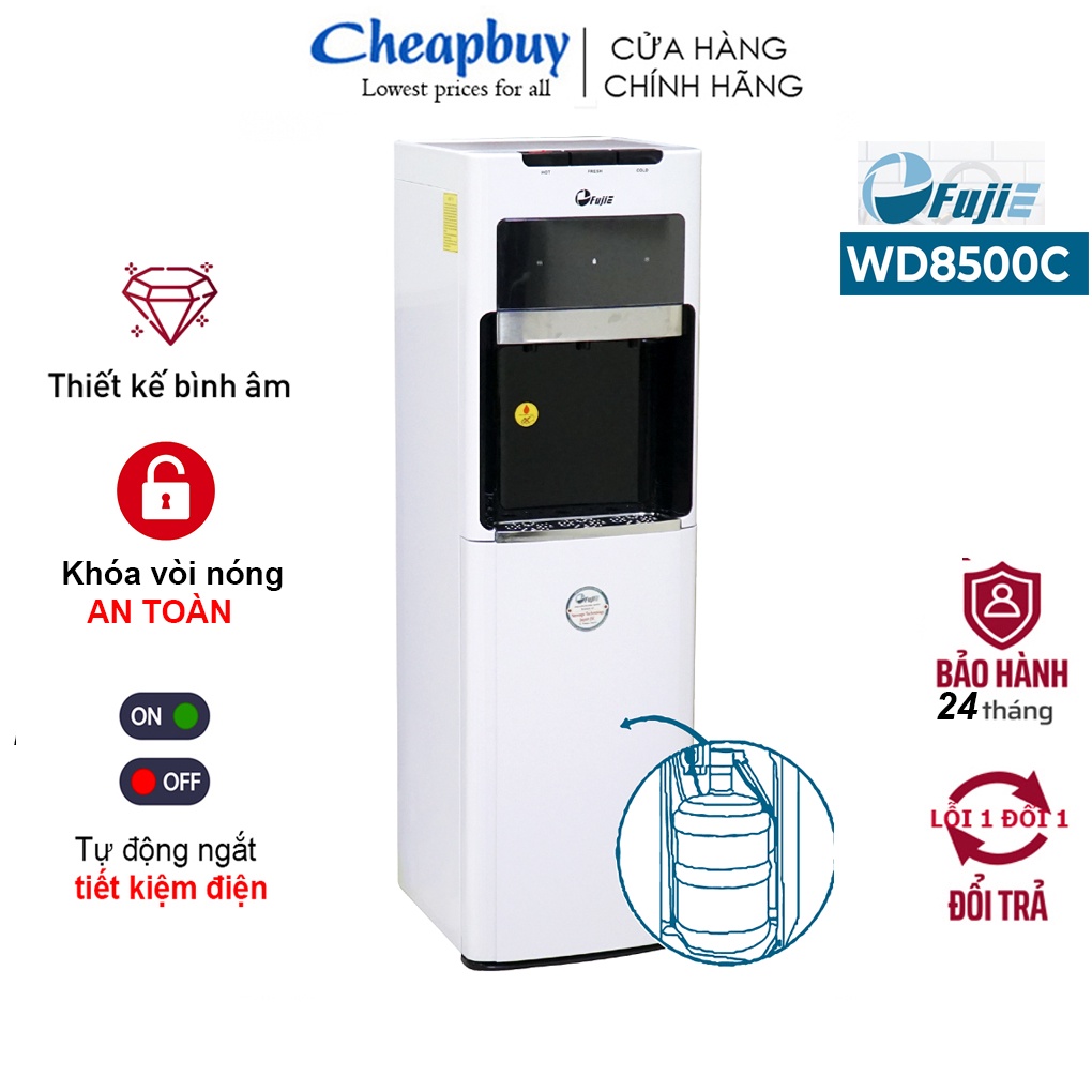 Cây nước nóng lạnh bình âm cao cấp FujiE WD8500C ( 3 vòi, có khóa vòi nóng) Hàng chính hãng bảo hành 2 năm