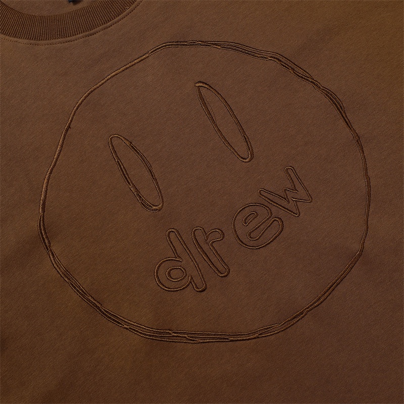 D &amp; EW Áo Sweater Dáng Rộng Thêu Logo Mặt Cười Đơn Giản Phong Cách Đường Phố Cao Cấp