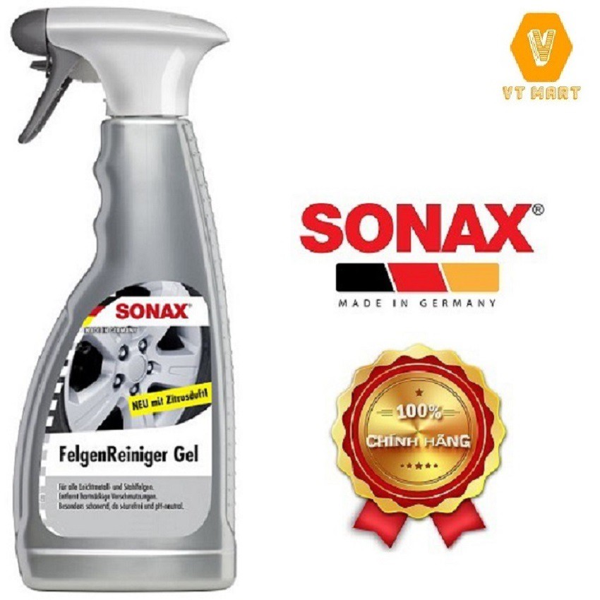 Chai xịt rửa vành mâm xe Sonax 500ml 429200 Làm sạch bụi bẩn, ngăn chặn sự tích tụ, loại bỏ rỉ và bột sắt bám từ phanh.
