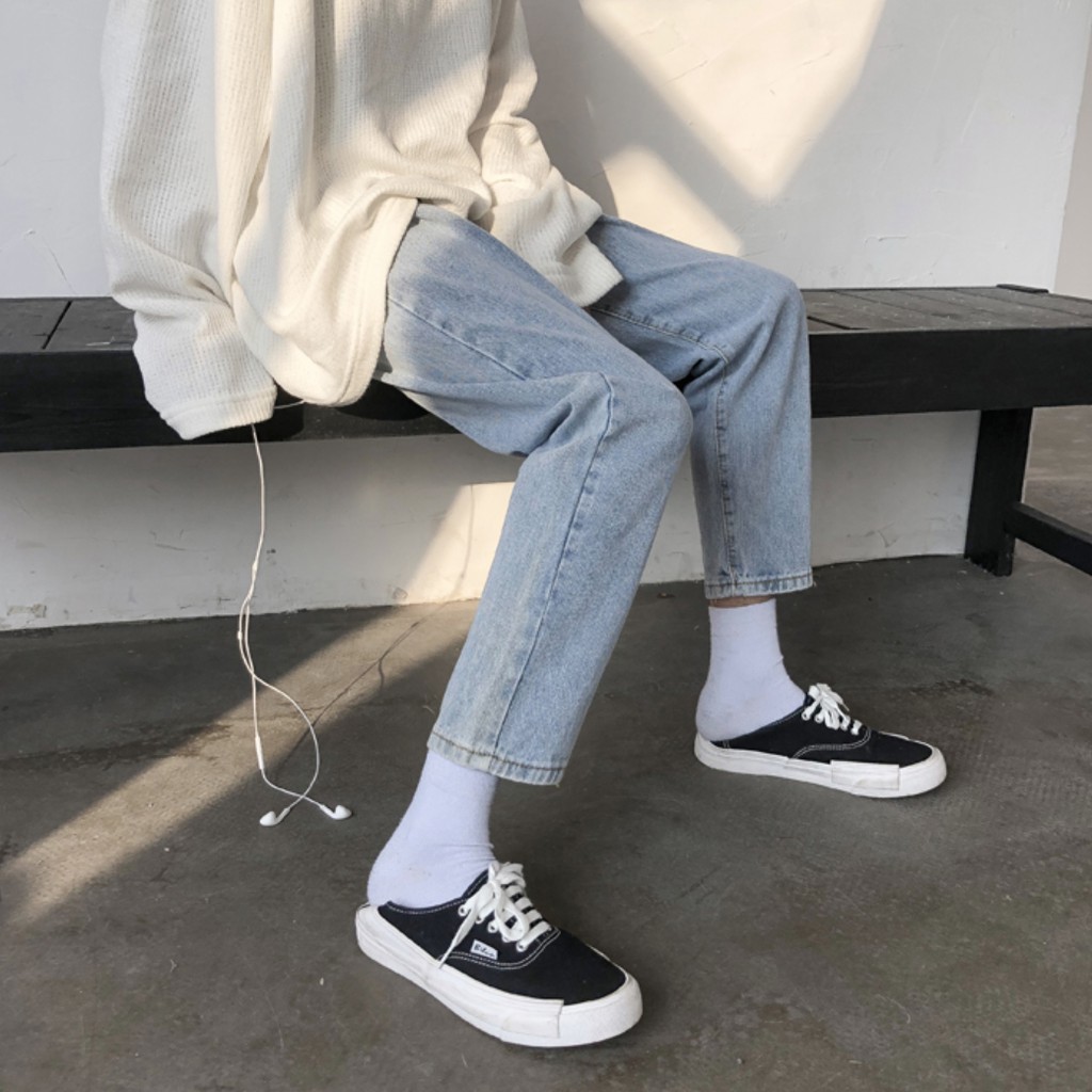 Quần Jean Baggy Nam chất đẹp ống Rộng Màu Xanh Nhạt  Unisex Hot 2021-B002