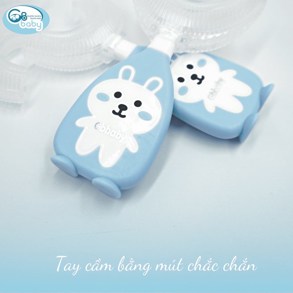 Bàn chải đánh răng cho bé GB Baby chữ U Thỏ chất liệu Silicon chịu được lực cắn, cho bé từ 2 tuổi đến 12 tuổi