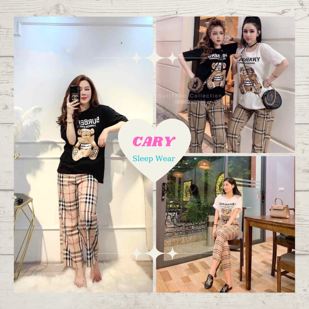 Set đồ nữ quần dài kẻ sọc ống rộng áo thun unisex tay lỡ CARY