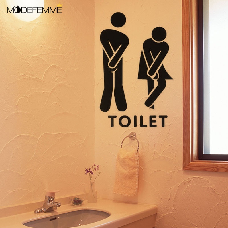 Miếng dán tường/cửa nhà vệ sinh hình người đàn ông nhỏ màu đen
