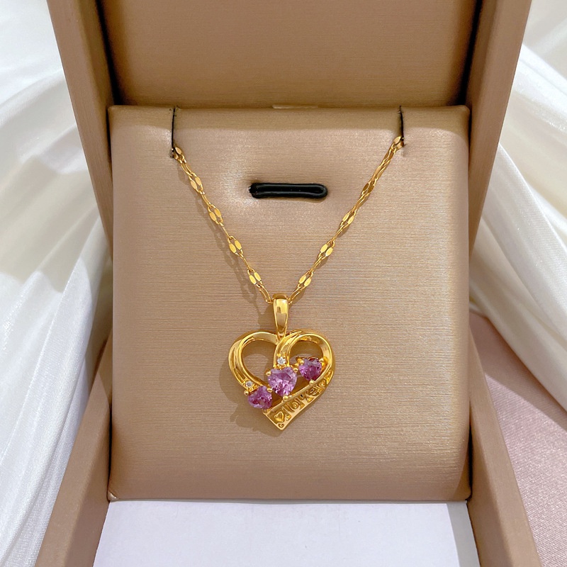 Vòng cổ Thép Titan Mạ Vàng Mặt Trăng Và Bướm Đính Đá Chất Lượng Cao