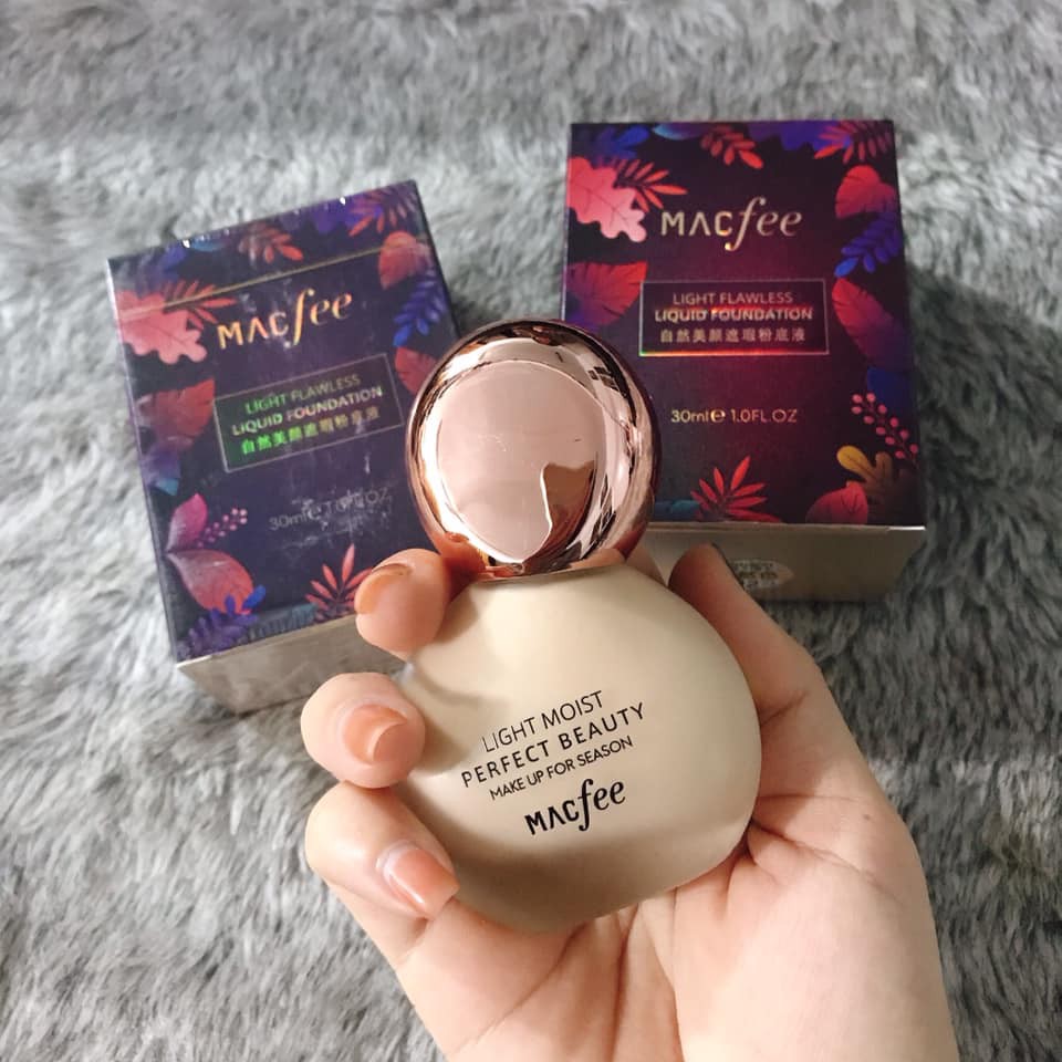 【có sẵn】Kem nền + che khuyết điểm + dưỡng ẩm lâu trôi thiết kế chai hình bóng đèn MACFEE (Hàng chính hãng)