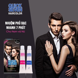 Nhuộm phủ bạc nhanh 7 phút Quick Seven, Màu Đen Tự Nhiên S7 Hàn Quốc dành cho nam và nữ (60g + 60g)
