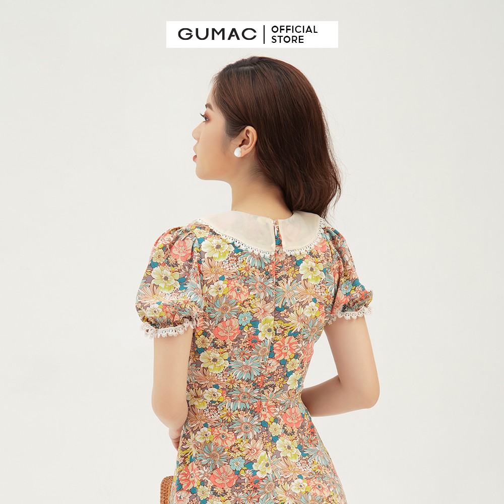Đầm xòe nữ họa tiết hoa phối đăng ten GUMAC màu vàng, đủ size trẻ trung, thanh lịch DB317 | BigBuy360 - bigbuy360.vn
