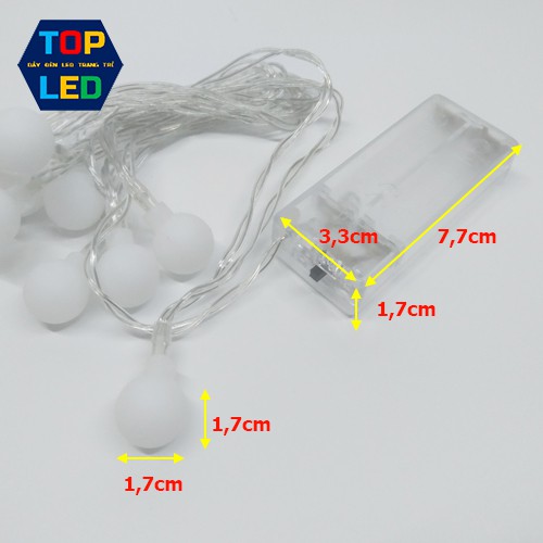 Dây đèn led trang trí cherry ball dài 2 mét 10 bóng dùng pin giá rẻ TOPLED T010