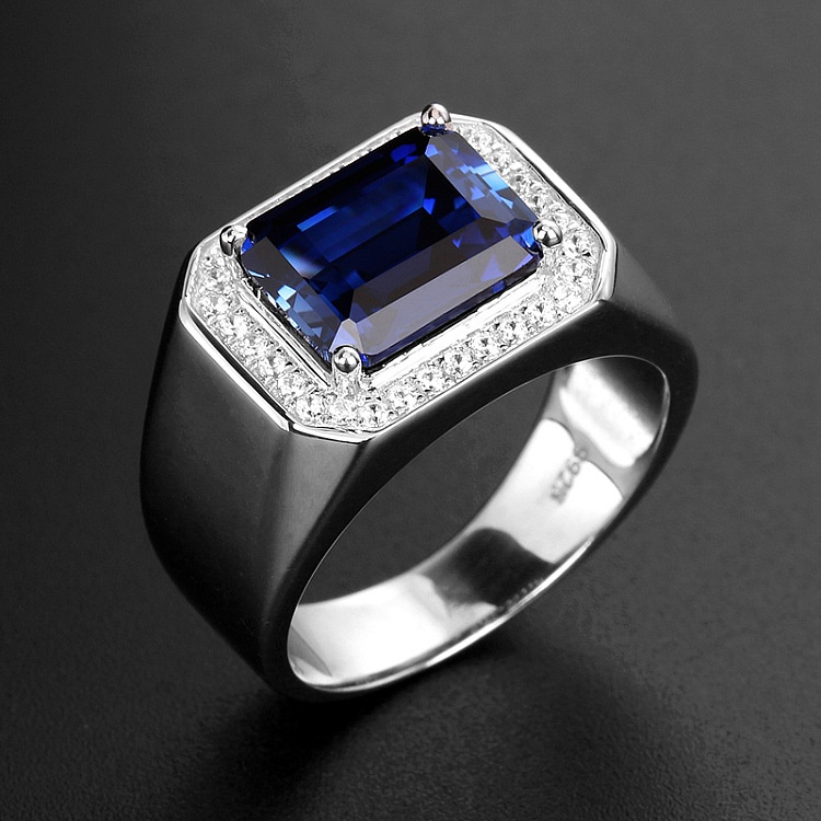 Nhẫn Hở Mạ Vàng Trắng Đính Đá Sapphire Giả