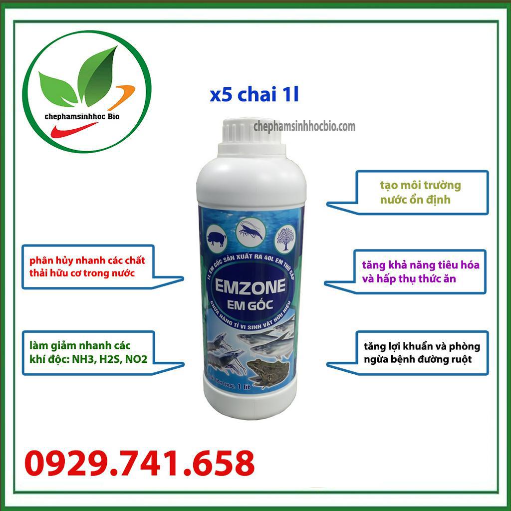 combo 5 chai EM Gốc 1 Lít Chế phẩm sinh học EM gốc - Emzone. Can 1l