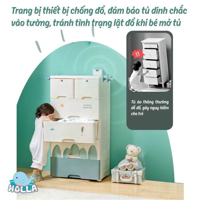 Tủ ngăn kéo HOLLA 5 tầng, Tủ quần áo cho bé