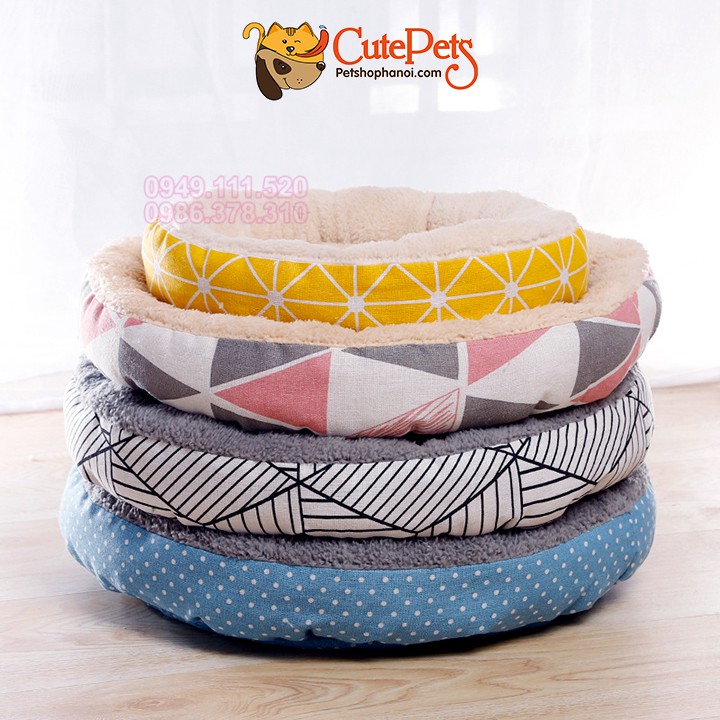 Ổ nệm cho chó tròn 2 lớp 45cm đệm cho cún - CutePets