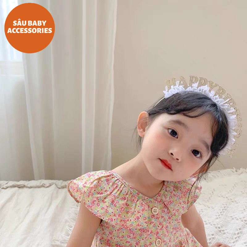 Bờm xước tóc Happy Birthday kim tuyến cho bé