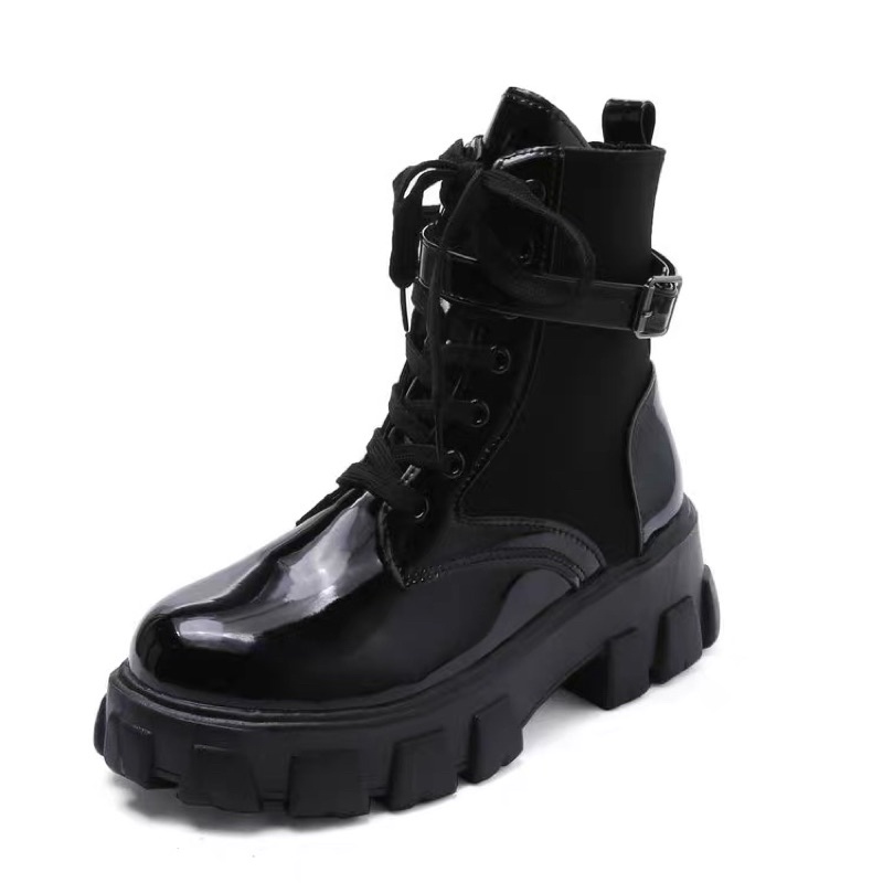 (HÀNG CÓ SẴN) Bốt chiến binh cổ ngắn da bóng BIG SIZE 35-43