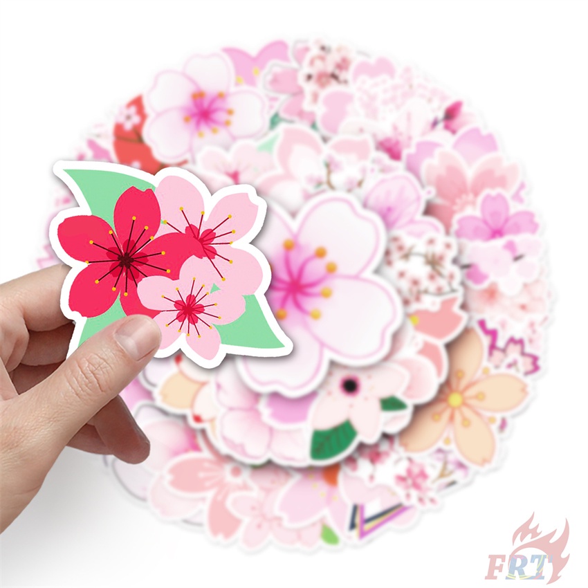 ❉ Sticker Dán Trang Trí Hình Hoa Anh Đào Lãng Mạn 01 ❉ Bộ 50 Sticker Chống Thấm Nước Họa Tiết Doodle Hợp Thời Trang