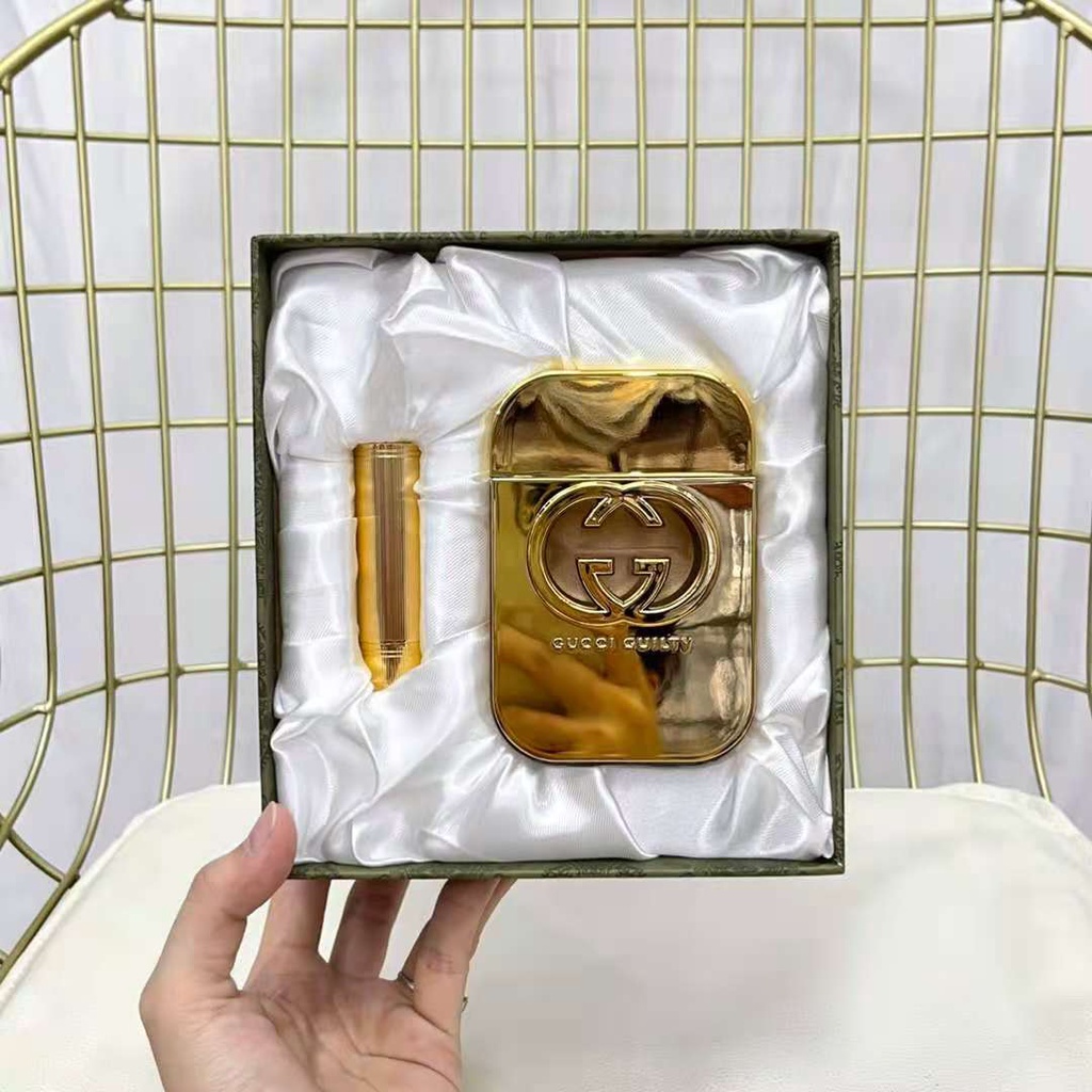 Bộ son môi kèm hộp đựng màu vàng lâu trôi 505# thương hiệu Gucci