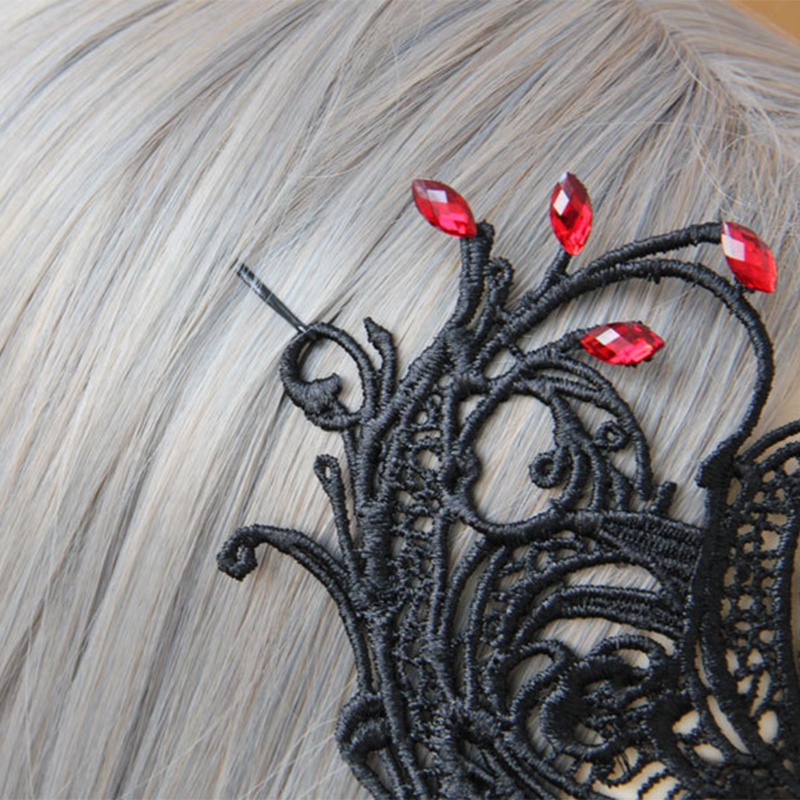 Băng Đô Ren Đen Nửa Mặt Dùng Hóa Trang Tiệc Halloween