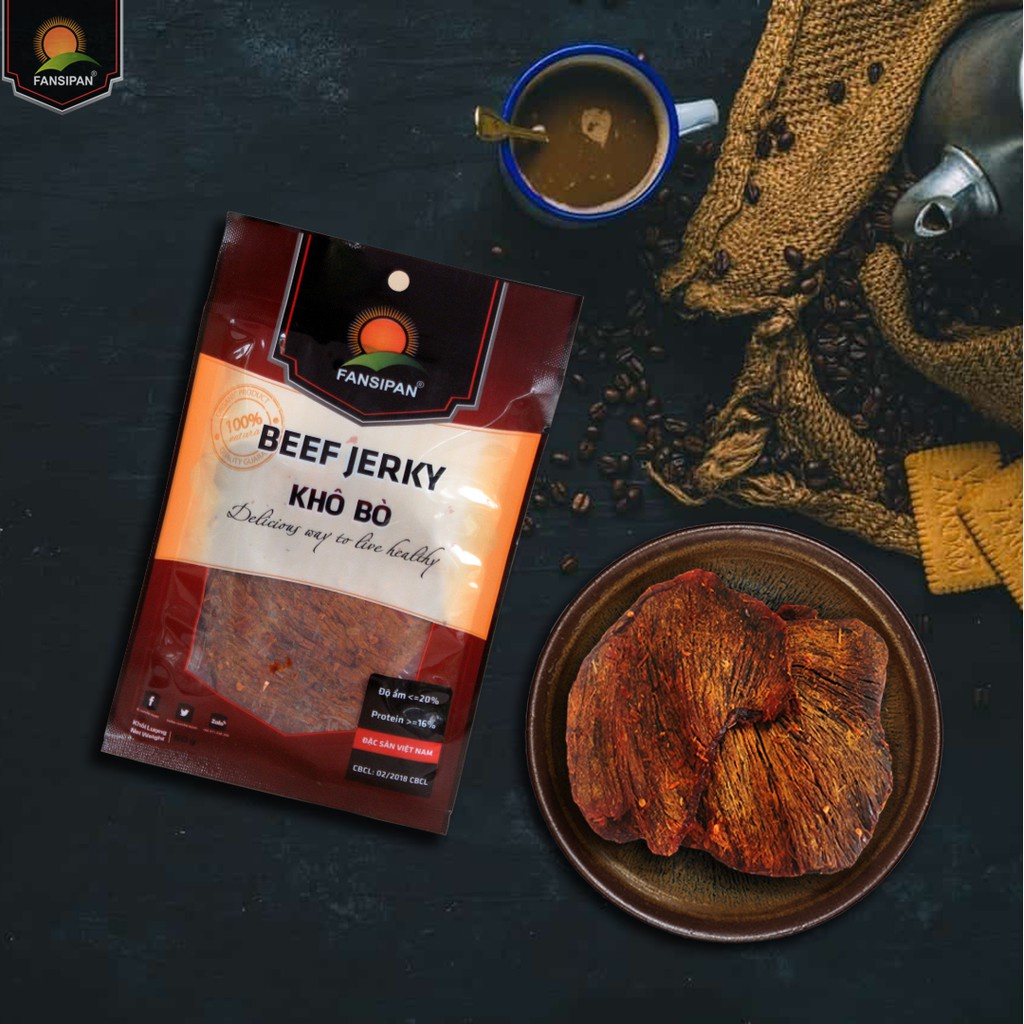Bò khô miếng Fansipan gói 100g,thịt khô bò miếng loại 1 đồ ăn vặt Tasty Food