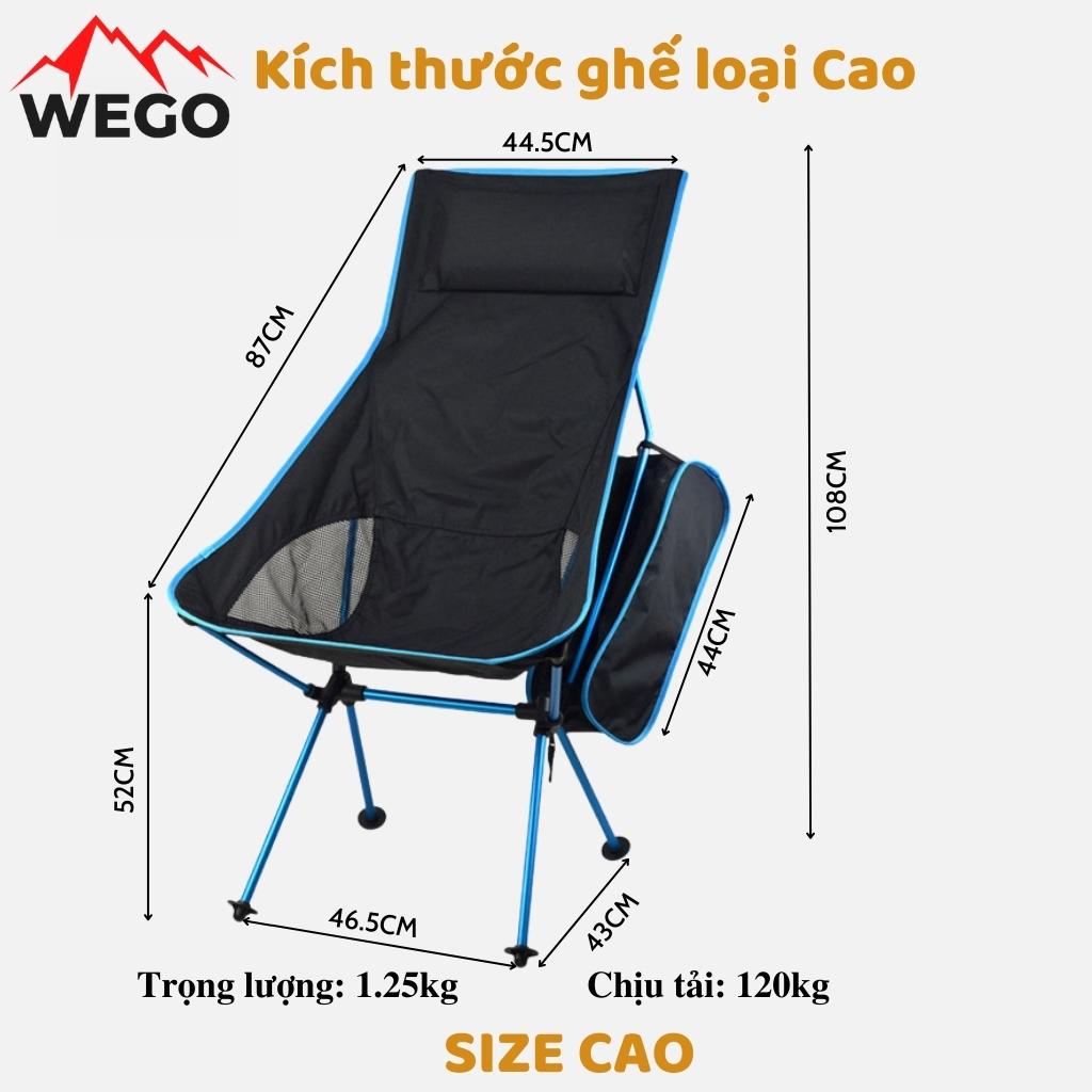 Ghế xếp du lịch dã ngoại câu cá cắm trại gấp gọn có tựa lưng thư giãn mini - WEGO